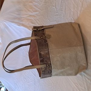 Coach Legacy Tote in Pearl with Snakeskin Trim